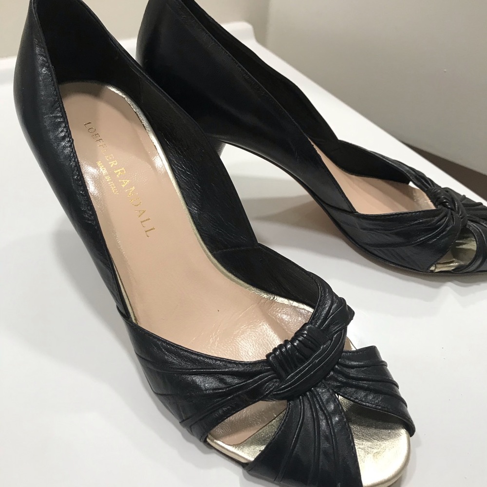 Loeffler Randall peep Toe low hill black size 7B